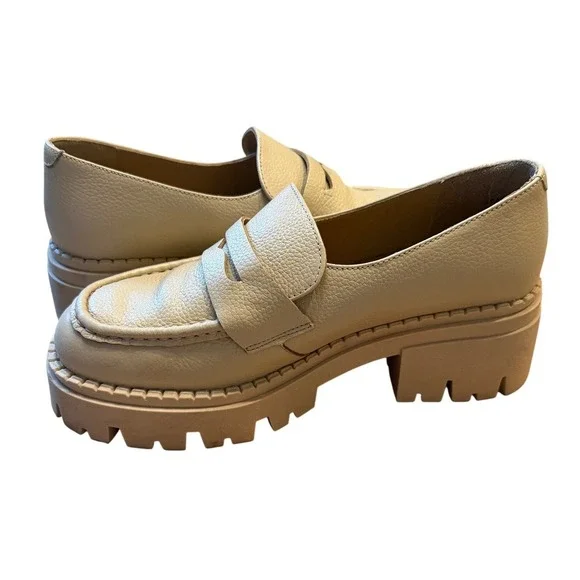 Seychelles Womens Cream Leather Platform Lug Sole Penny Loafers Chunky Shoes - Picture 7 of 13